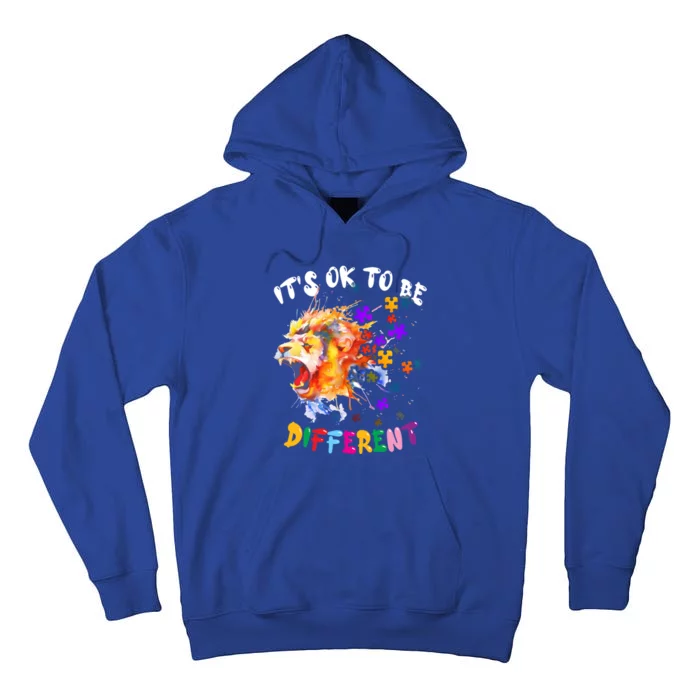 Autism Awareness It Is Ok To Be Different Colorful Lion Cute Gift Tall Hoodie