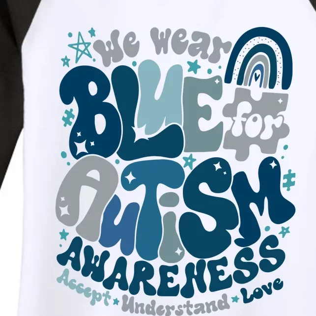 Autism Awareness In April We Wear Blue Women's Tri-Blend 3/4-Sleeve Raglan Shirt