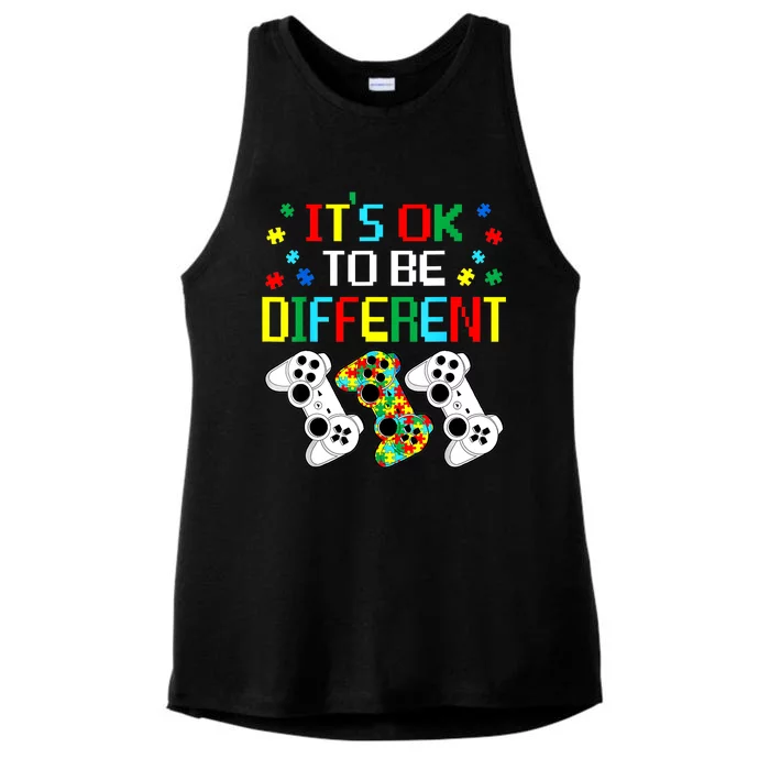 Autism Awareness Its Ok To Be Different Game Boy Gift Ladies Tri-Blend Wicking Tank