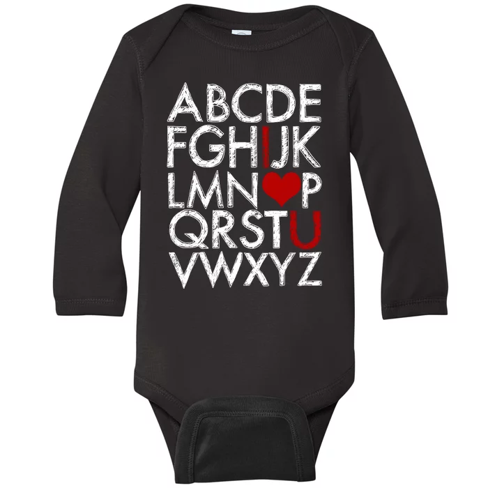 Alphabet ABC I Love You Valentines Day Baby Long Sleeve Bodysuit