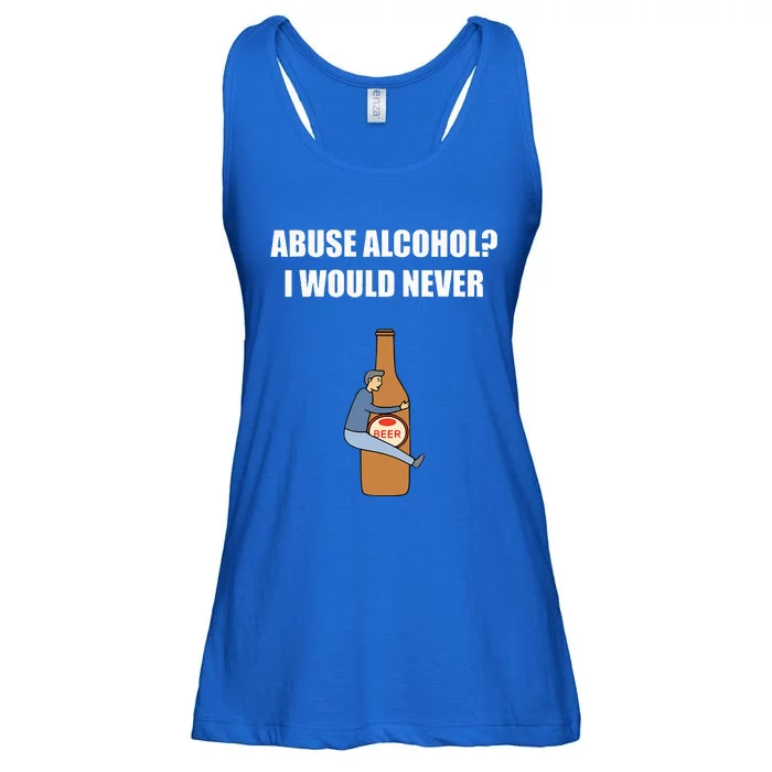 Abuse Alcohol I Would Never Ladies Essential Flowy Tank