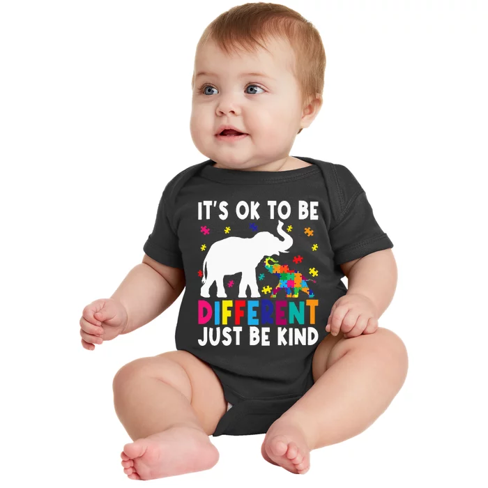 autism awareness its ok to be different just be kind Baby Bodysuit