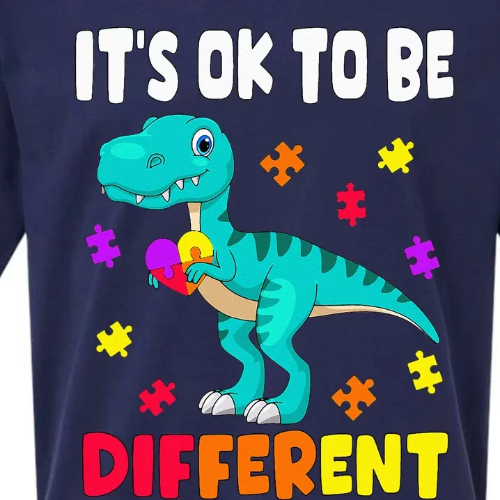 Autism Awareness It's Ok To Be Different Autism Dinosaur Sueded Cloud Jersey T-Shirt