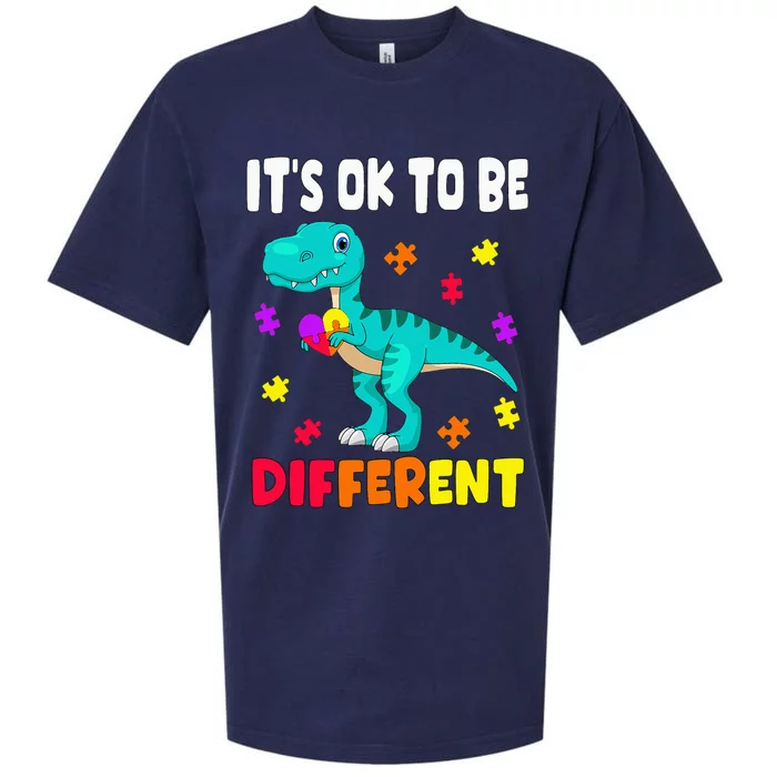 Autism Awareness It's Ok To Be Different Autism Dinosaur Sueded Cloud Jersey T-Shirt