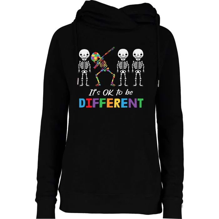 Autism Awareness  Its Ok To Be Different Womens Funnel Neck Pullover Hood