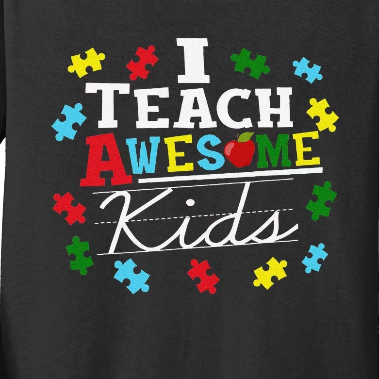 Autism Awareness I Teach Awesome Kids Long Sleeve Shirt