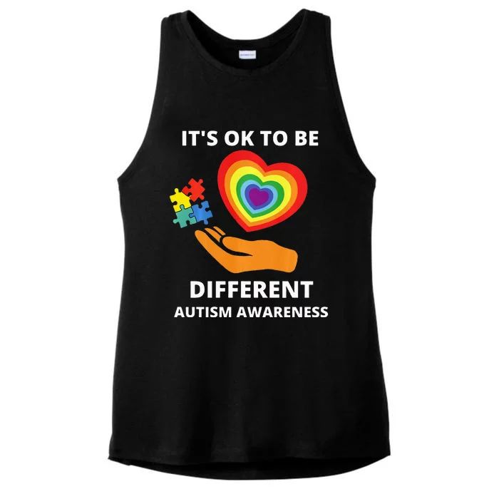 autism awareness its ok to be different Ladies Tri-Blend Wicking Tank