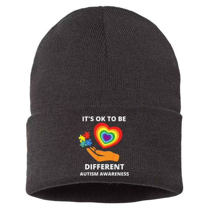 autism awareness its ok to be different Sustainable Knit Beanie