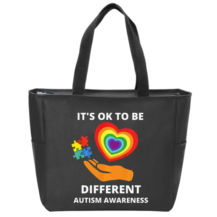 autism awareness its ok to be different Zip Tote Bag