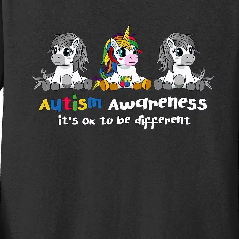 Autism Awareness It's OK To Be Different Kids Long Sleeve Shirt