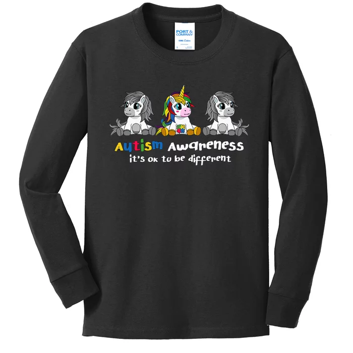 Autism Awareness It's OK To Be Different Kids Long Sleeve Shirt