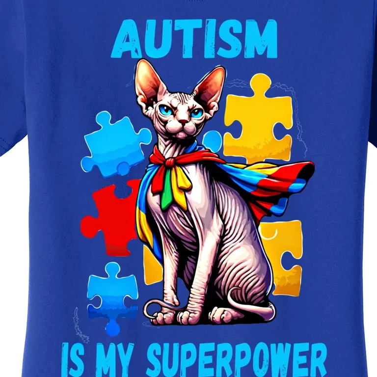 Autism Awareness Is My Superpower Cat Meaningful Gift Women's T-Shirt