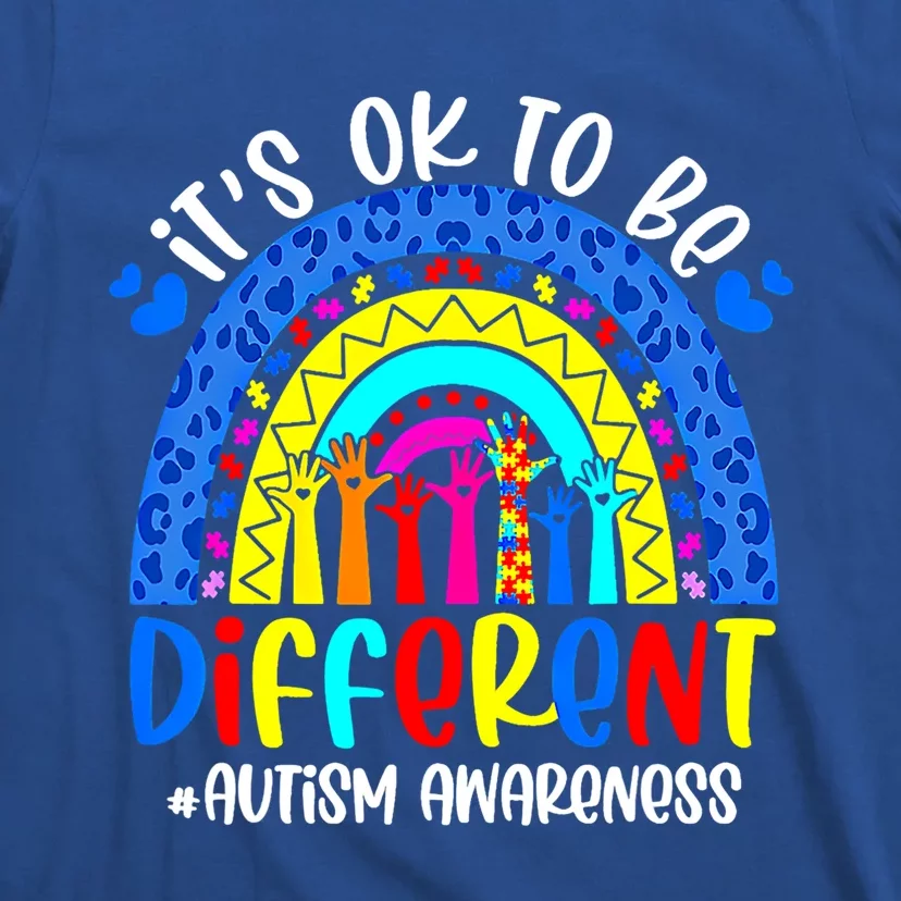 Autism Awareness ItS Ok To Be Different Leopard Rainbow Gift T-Shirt