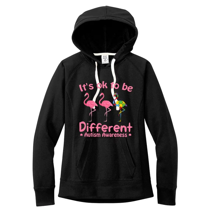 Autism Awareness Its Ok To Be Different Flamigo Women's Fleece Hoodie