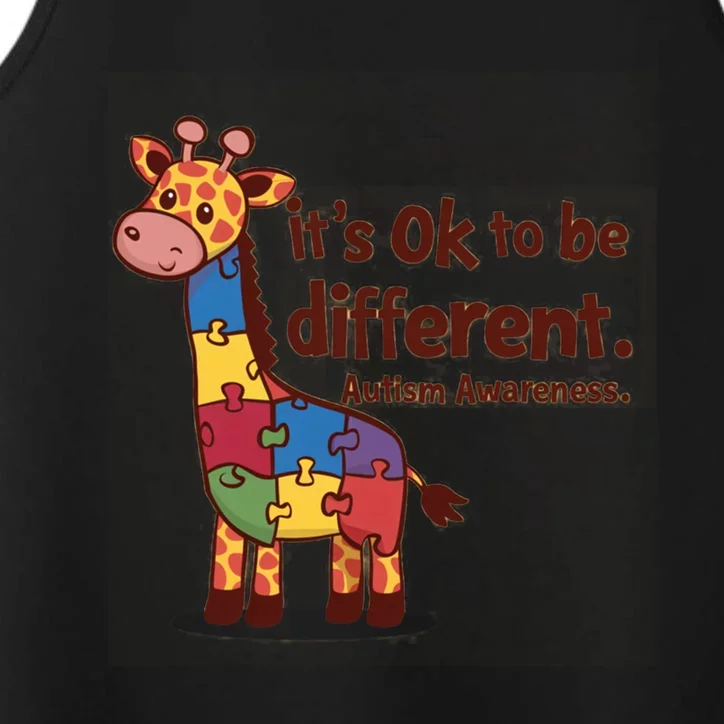 Autism Awareness ItS Ok To Be Different With Giraffe Cute Gift Performance Tank