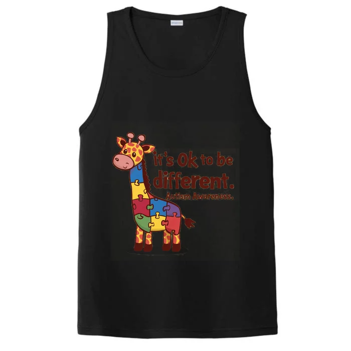 Autism Awareness ItS Ok To Be Different With Giraffe Cute Gift Performance Tank