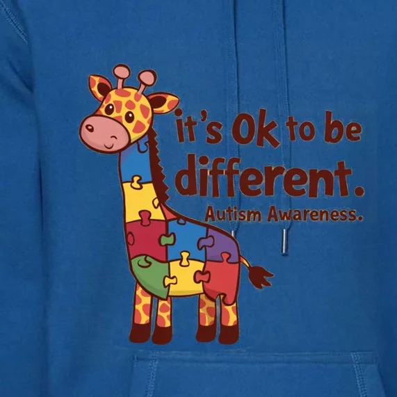 Autism Awareness ItS Ok To Be Different With Giraffe Cute Gift Premium Hoodie