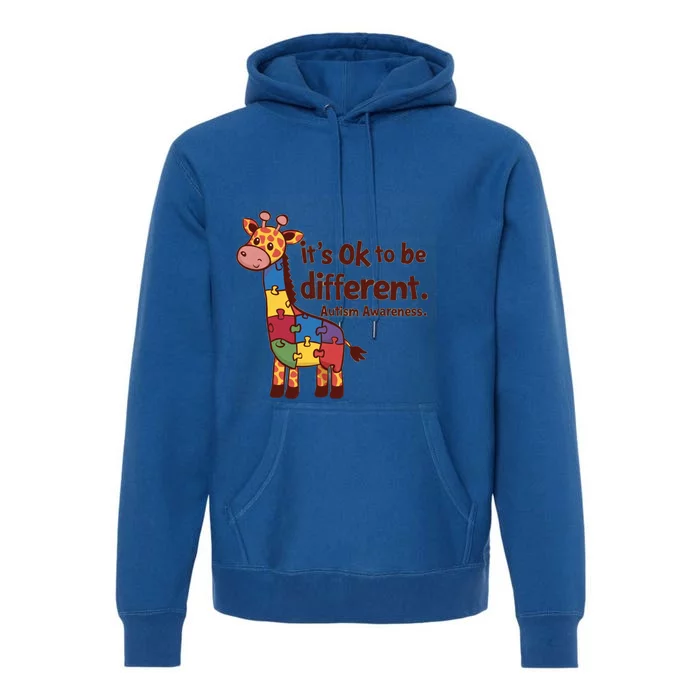 Autism Awareness ItS Ok To Be Different With Giraffe Cute Gift Premium Hoodie