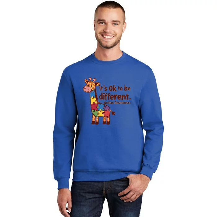 Autism Awareness ItS Ok To Be Different With Giraffe Cute Gift Tall Sweatshirt