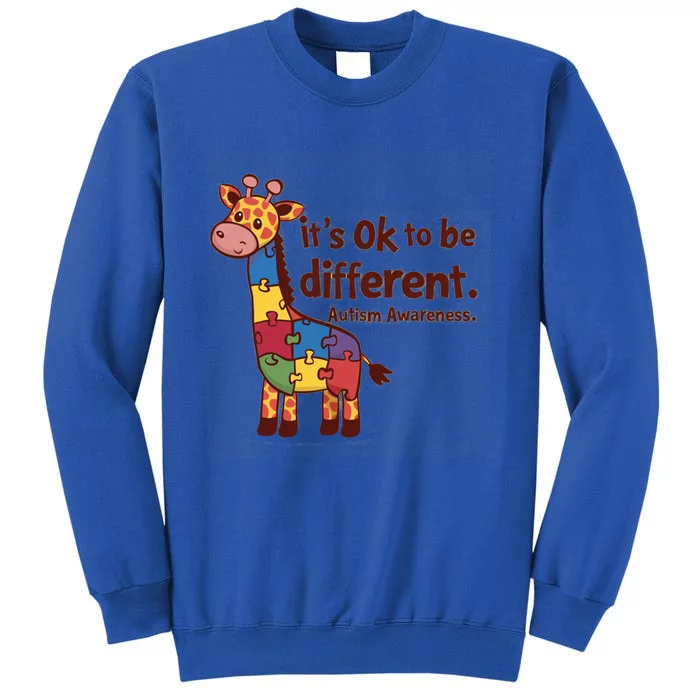 Autism Awareness ItS Ok To Be Different With Giraffe Cute Gift Tall Sweatshirt