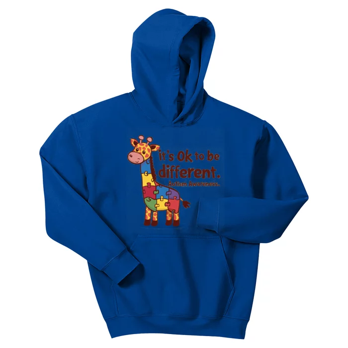 Autism Awareness ItS Ok To Be Different With Giraffe Cute Gift Kids Hoodie