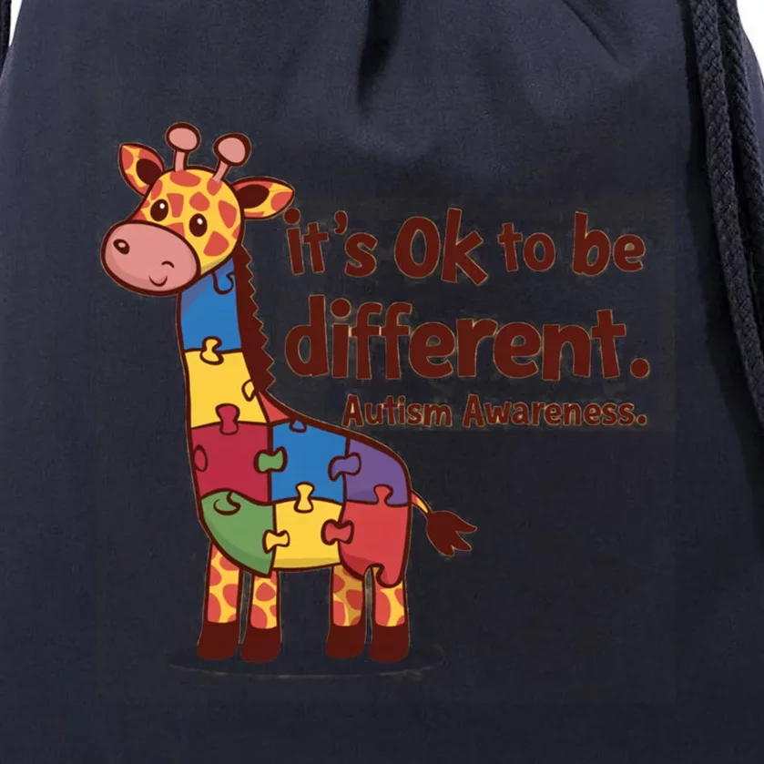 Autism Awareness ItS Ok To Be Different With Giraffe Cute Gift Drawstring Bag