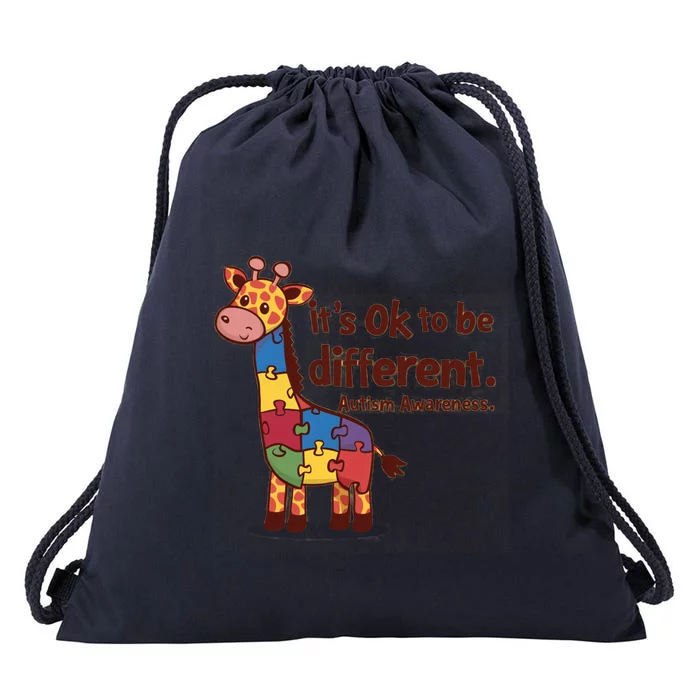 Autism Awareness ItS Ok To Be Different With Giraffe Cute Gift Drawstring Bag