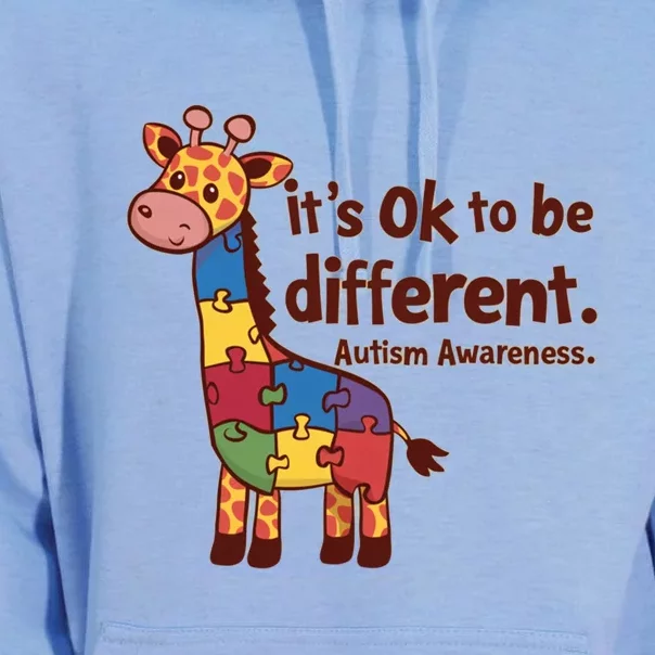 Autism Awareness ItS Ok To Be Different With Giraffe Cute Gift Unisex Surf Hoodie