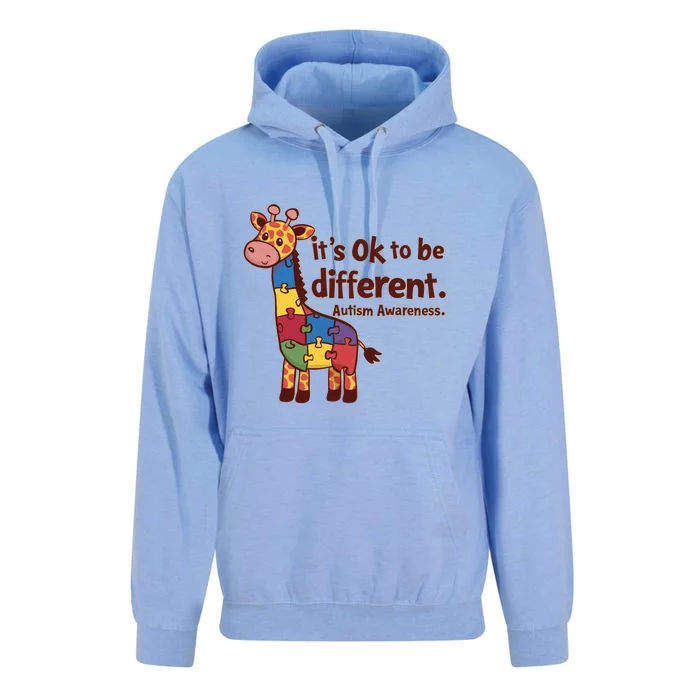 Autism Awareness ItS Ok To Be Different With Giraffe Cute Gift Unisex Surf Hoodie