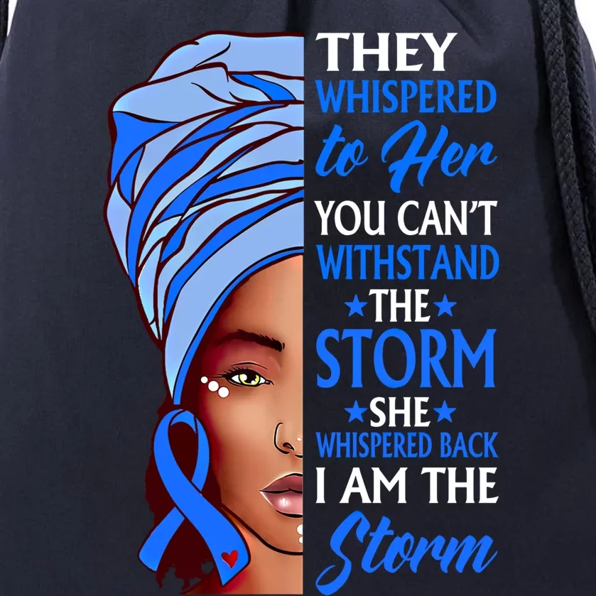 African Afro I Am The Storm Colon Cancer Awareness Gift Drawstring Bag