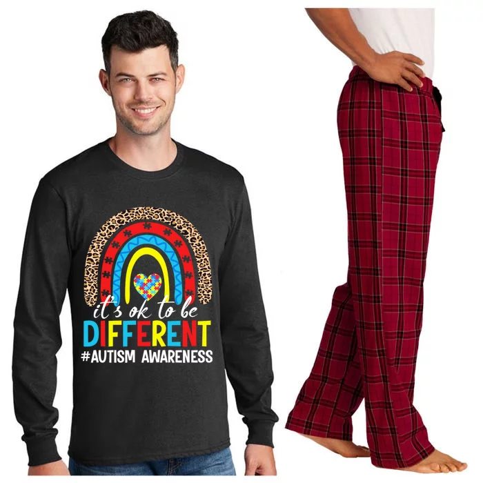 Autism Awareness Its Ok To Be Different Rainbow Autistic Gift Long Sleeve Pajama Set