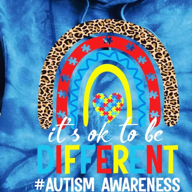 Autism Awareness Its Ok To Be Different Rainbow Autistic Gift Tie Dye Hoodie