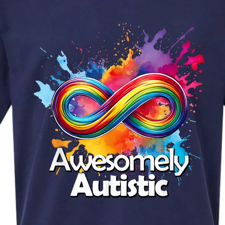 Autism Awareness Infinity Rainbow Sueded Cloud Jersey T-Shirt