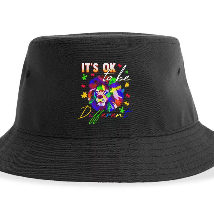 Autism Awareness It's OK to be different Colorful Lion Sustainable Bucket Hat