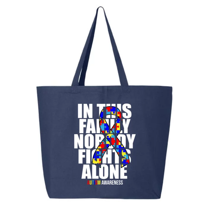 Autism Awareness In This Family Nobody Fights Alone Ribbon 25L Jumbo Tote