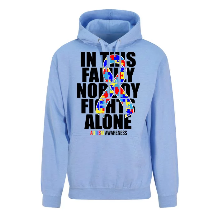 Autism Awareness In This Family Nobody Fights Alone Ribbon Unisex Surf Hoodie