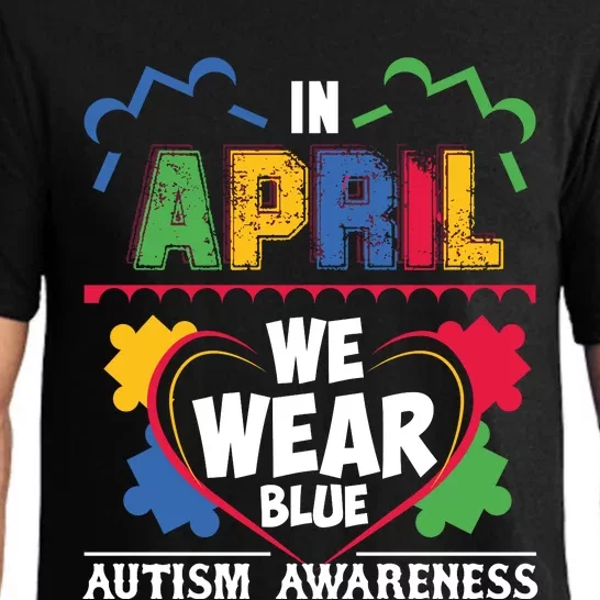 Autism Awareness In April We Wear Blue Graphic Pajama Set