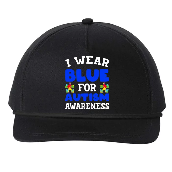 Autism Awareness I Wear Blue For Autism Awareness Snapback Five-Panel Rope Hat