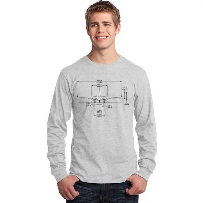 Airbus A320 Jet Airplane Schematic Aviation Pilot Gift Idea Long Sleeve Shirt