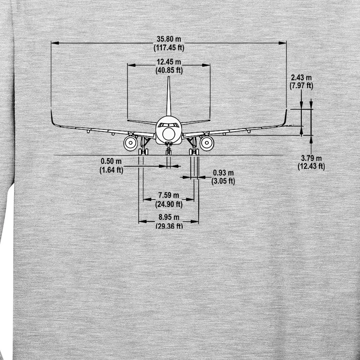 Airbus A320 Jet Airplane Schematic Aviation Pilot Gift Idea Long Sleeve Shirt