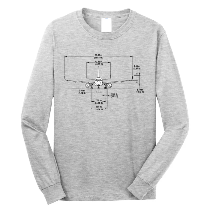 Airbus A320 Jet Airplane Schematic Aviation Pilot Gift Idea Long Sleeve Shirt