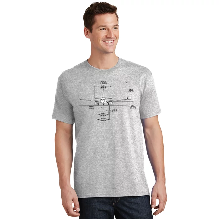 Airbus A320 Jet Airplane Schematic Aviation Pilot Gift Idea T-Shirt