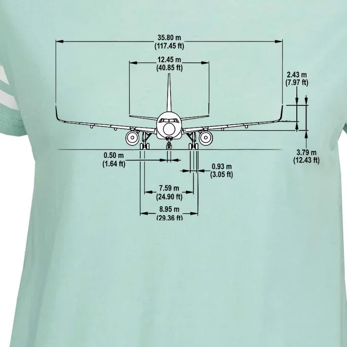 Airbus A320 Jet Airplane Schematic Aviation Pilot Gift Idea Enza Ladies Jersey Football T-Shirt