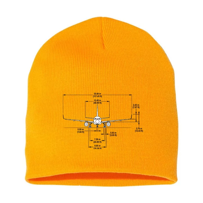 Airbus A320 Jet Airplane Schematic Aviation Pilot Gift Idea Short Acrylic Beanie