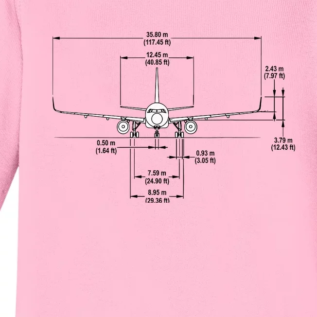 Airbus A320 Jet Airplane Schematic Aviation Pilot Gift Idea Baby Long Sleeve Bodysuit