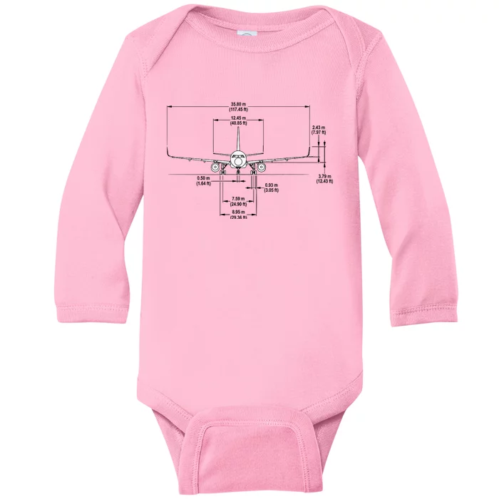 Airbus A320 Jet Airplane Schematic Aviation Pilot Gift Idea Baby Long Sleeve Bodysuit