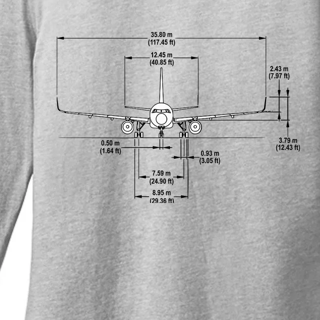 Airbus A320 Jet Airplane Schematic Aviation Pilot Gift Idea Womens CVC Long Sleeve Shirt