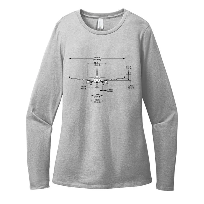 Airbus A320 Jet Airplane Schematic Aviation Pilot Gift Idea Womens CVC Long Sleeve Shirt