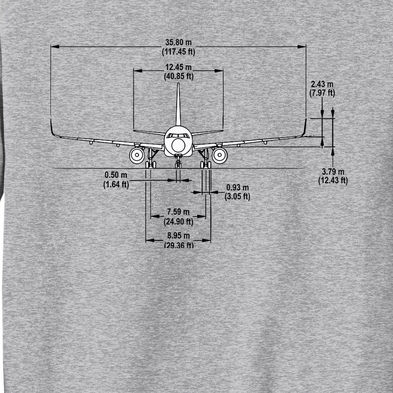 Airbus A320 Jet Airplane Schematic Aviation Pilot Gift Idea Tall Sweatshirt