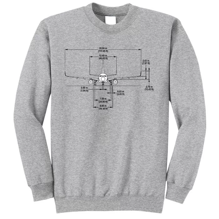 Airbus A320 Jet Airplane Schematic Aviation Pilot Gift Idea Tall Sweatshirt